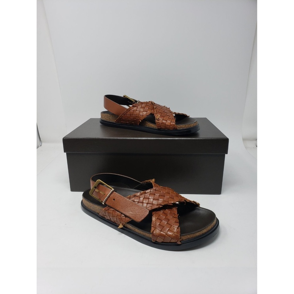 The Row F1462-WL831-CGN Womens EU 36 Cognac Woven Leather Buckle Sandals NIB